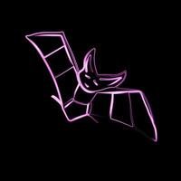 Vector illustration of bat with neon effect.