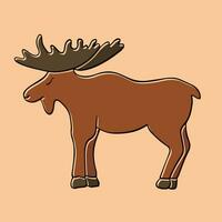 Vector isolated illustration of moose with outline.