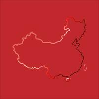 Vector isolated illustration of China map with neon effect.