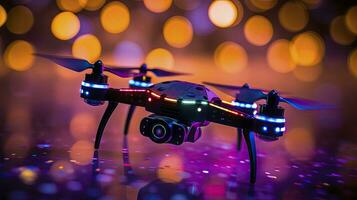 AI generated Photo close up surveillance drone with bokeh effect