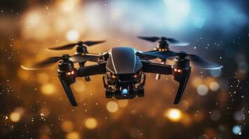 AI generated Photo close up surveillance drone with bokeh effect