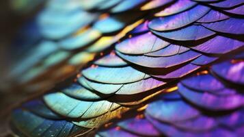 AI generated A macro shot of the colorful scales of a butterfly wing photo