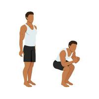 Man doing narrow air squat exercise. vector