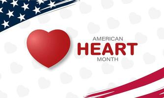 National American Heart Month Background Vector Illustration