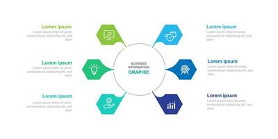 Modern design template infographic vector element with icons and 6 step process or option suitable for business information and banner presentation