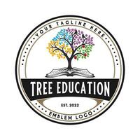 educación árbol vector logo, libro y árbol, educación diseño