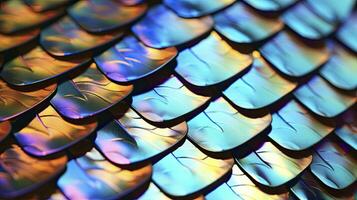 AI generated A macro shot of the colorful scales of a butterfly wing photo