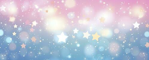 AI generated Realistic pink blue pattern bokeh background with stars photo