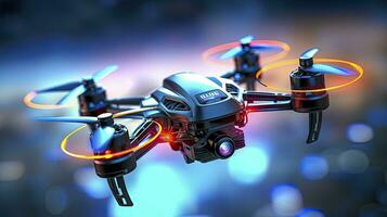 AI generated Photo close up surveillance drone with bokeh effect