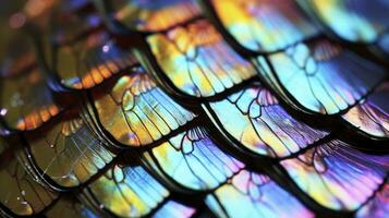 AI generated A macro shot of the colorful scales of a butterfly wing photo