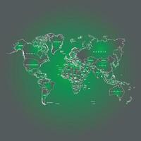 global mapa con degradado verde antecedentes y diferente diseño vector