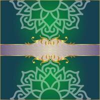 Design of a Scarf a Geometric Flower Pattern of Mandala, Vector illustration, Green color, Decorative Illustration, background abstract, Seamless background with black pattern, calligraphic, Vector