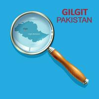 Gilgit Magnifier with map of abstract topographic background. Pakistan province, Vector map.