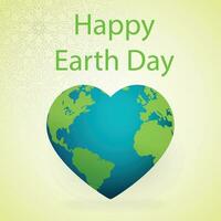 World Earth Day and Heart Shape World Map 22 April 2023 vector