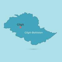 Pakistan Gilgit map with blue color with city name, Unique art color vector