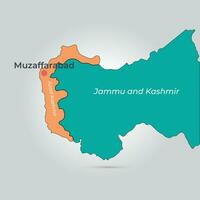 Azad kashmir map and jammu kashir map with different color vector