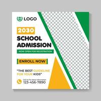 School admission education social media post design back to school web banner template vector