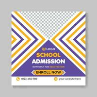 School admission education social media post design back to school web banner template vector