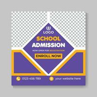 School admission education social media post design back to school web banner template vector