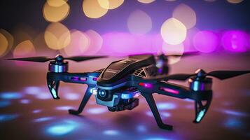 AI generated Photo close up surveillance drone with bokeh effect