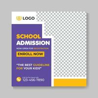 School admission education social media post design modern back to school web banner template vector