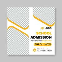 School admission education social media post design modern back to school web banner template vector