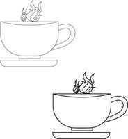 Tea cup, pot illustration vector line art eps