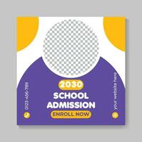 Creative school admission education social media post design modern back to school web banner template vector