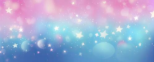 AI generated Realistic pink blue pattern bokeh background with stars photo