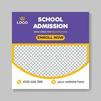 Modern school admission education social media post design creative back to school web banner template vector