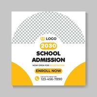 Modern school admission education social media post design creative back to school web banner template vector