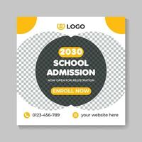 Modern school admission education social media post design creative back to school web banner template vector