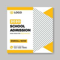 Professional modern school admission education social media post design creative back to school web banner template vector