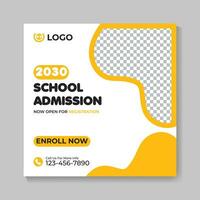 School admission education social media post design back to school web banner template vector
