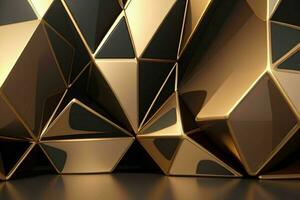 AI generated 3d rendering luxury black and golden abstract background. Pro Photo