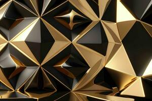AI generated 3d rendering luxury black and golden abstract background. Pro Photo