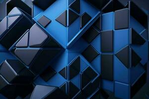 AI generated 3d rendering luxury blue and black abstract background. Pro Photo