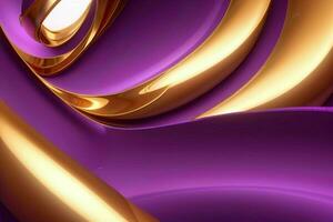 AI generated 3d rendering luxury bold purple and golden abstract background. Pro Photo