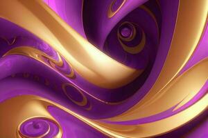 AI generated 3d rendering luxury bold purple and golden abstract background. Pro Photo