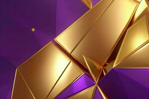 AI generated 3d rendering luxury bold purple and golden abstract background. Pro Photo