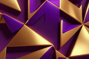 AI generated 3d rendering luxury bold purple and golden abstract background. Pro Photo