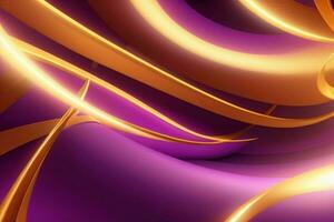 AI generated 3d rendering luxury bold purple and golden abstract background. Pro Photo