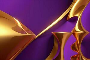 AI generated 3d rendering luxury bold purple and golden abstract background. Pro Photo