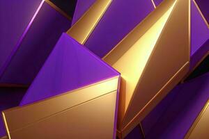 AI generated 3d rendering luxury bold purple and golden abstract background. Pro Photo