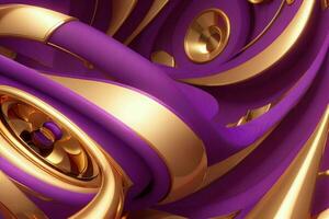 AI generated 3d rendering luxury bold purple and golden abstract background. Pro Photo