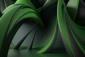 AI generated 3d rendering luxury green and black abstract background. Pro Photo