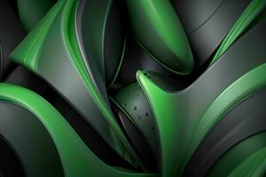 AI generated 3d rendering luxury green and black abstract background. Pro Photo