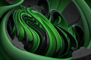 AI generated 3d rendering luxury green and black abstract background. Pro Photo