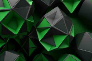 AI generated 3d rendering luxury green and black abstract background. Pro Photo