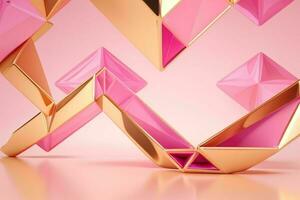 AI generated 3d rendering luxury pink and golden abstract background. Pro Photo